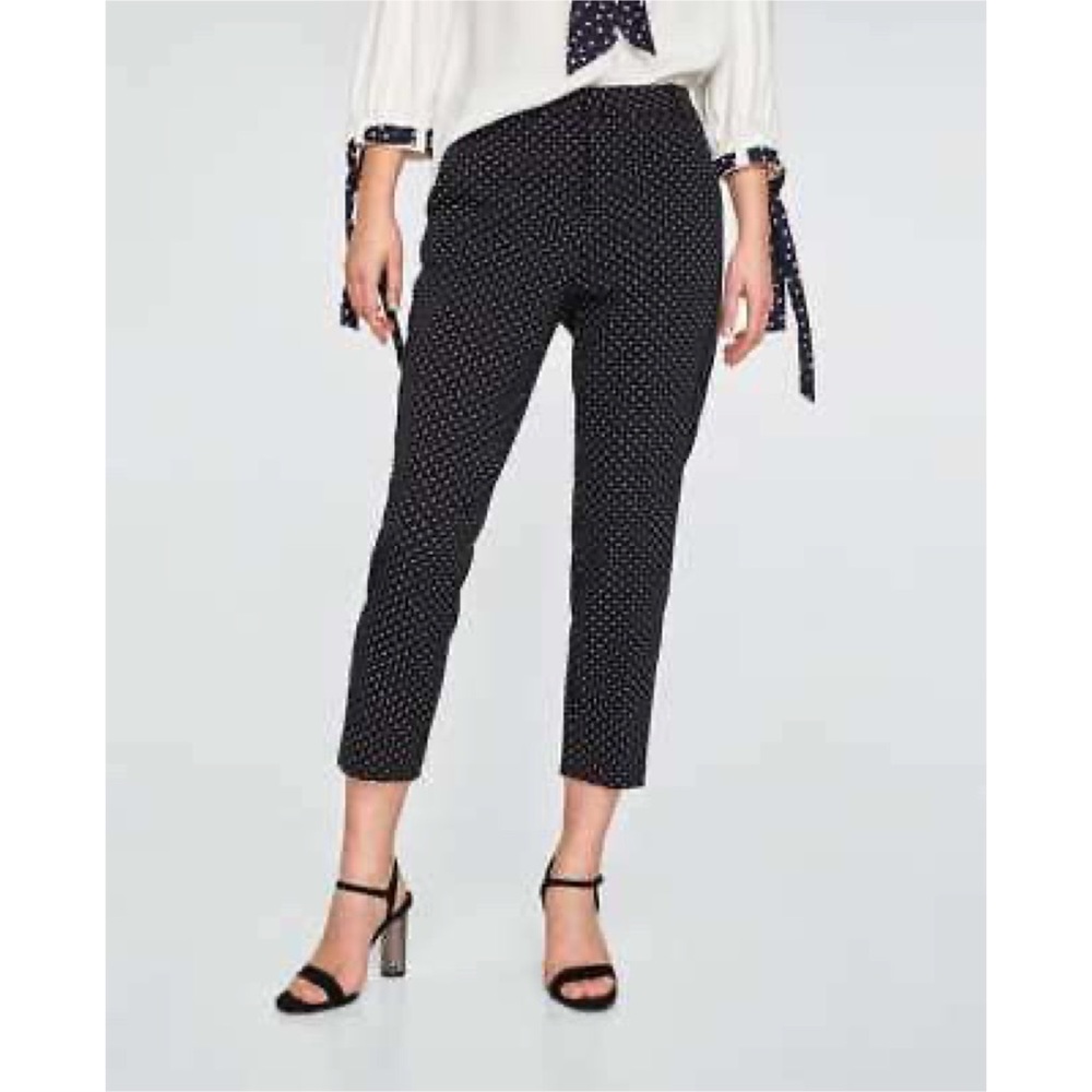 Zara Jacquard Polka Dot Crop Pants Size 12